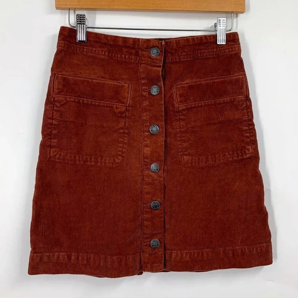 Lucky Brand Women's A Line Cotton Corduroy Button Front Mini Skirt Size 0 - Picture 2 of 14